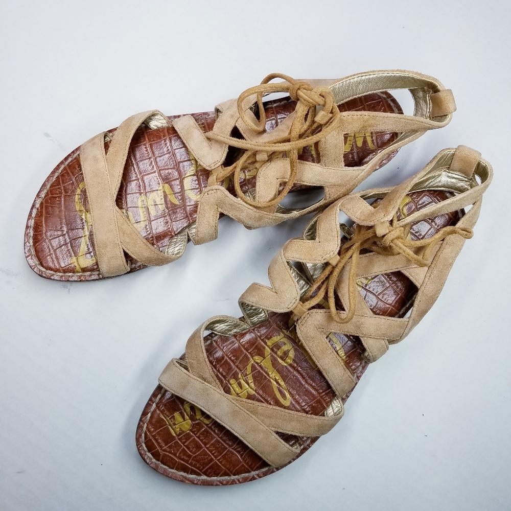 🌸 Sam Edelman | Beige Suede Lace up Sandal - Picture 9 of 11
